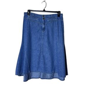 Vintage Y2K Liz Claiborne Jean Skirt Size 12 90s Denim Western Ranch Festival